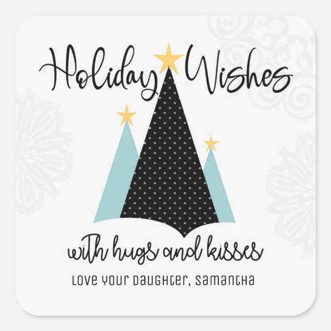 Urlaubswünsche mit Hugs und Kisses Sticker Tag (Vorderseite)