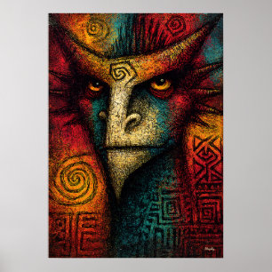 Urmasken-Abstrakt – Expressionistischer Stammestyp Poster