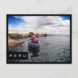 Uros am Titicacasee, Peru, schwarzer Rahmen, Postk Postkarte
