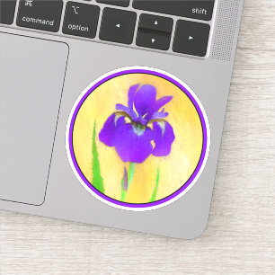 urple Bearded Iris Painting - Original Blume Art Aufkleber