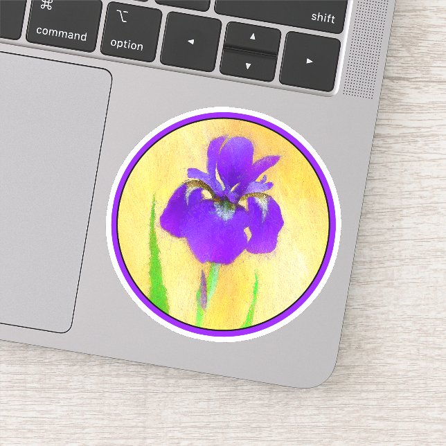 urple Bearded Iris Painting - Original Blume Art Aufkleber (Detail)