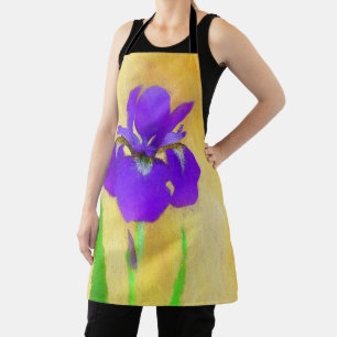 urple Bearded Iris Painting - Original Blume Art Schürze