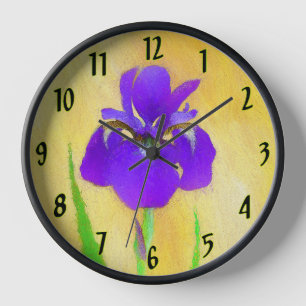 urple Bearded Iris Painting - Original Blume Art Uhr
