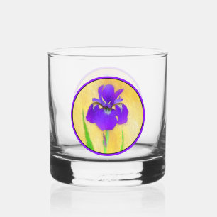 urple Bearded Iris Painting - Original Blume Art Whiskyglas