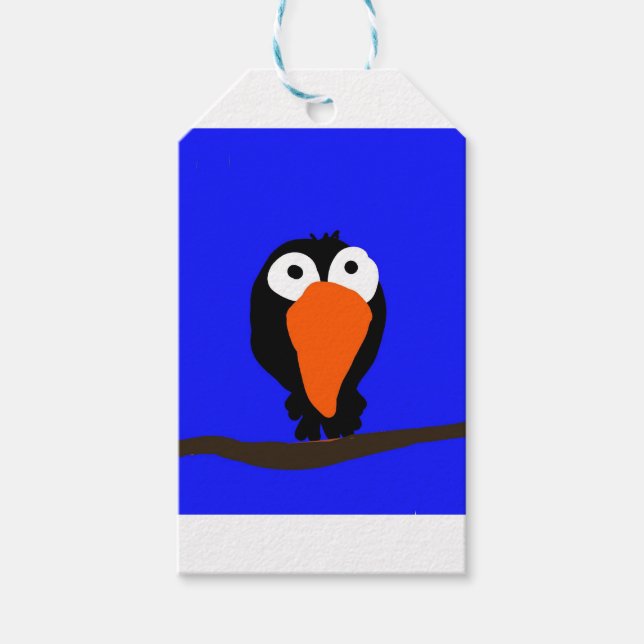 Urraco zeichnend schwarzer Vogel Geschenkanhänger (Vorderseite)