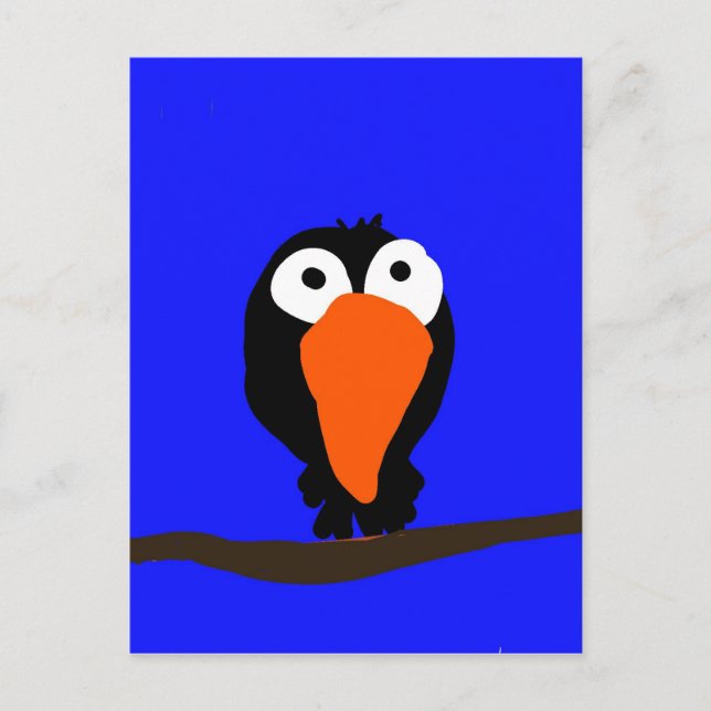 Urraco zeichnend schwarzer Vogel Postkarte (Vorderseite)