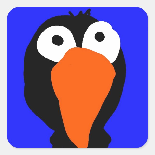Urraco zeichnend schwarzer Vogel Quadratischer Aufkleber (Vorderseite)