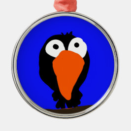 Urraco zeichnend schwarzer Vogel Silbernes Ornament