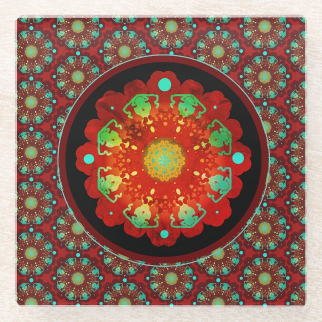 Urrhythmen Mandala Muster Glasuntersetzer (Vorderseite)
