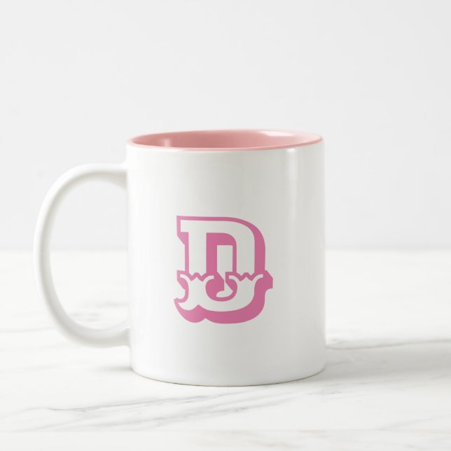 Urschrift | Monogram Modern Trendblue Color Zweifarbige Tasse (Links)