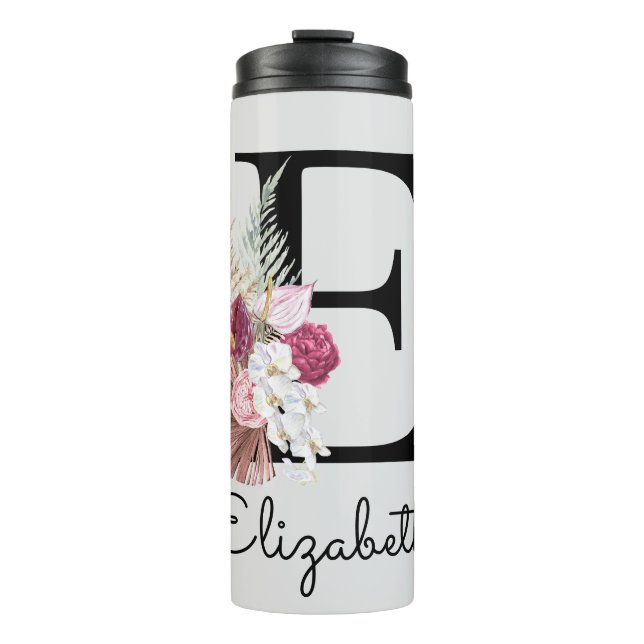 Ursprünglich E Moderne rosa Flora Thermosbecher (Vorderseite)