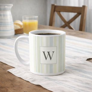 Ursprünglich neutrales staubblaues Streifen-Rustik Kaffeetasse