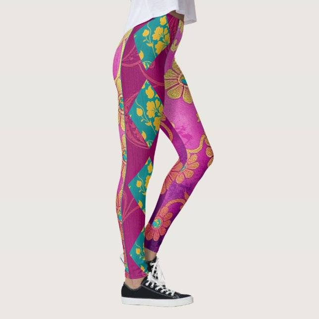 URSPRÜNGLICH Rosa Türkisblau - Leggings (Rechts)