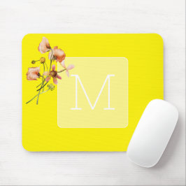 Ursprünglich trendy Neon gelb florale Aquarell Mousepad
