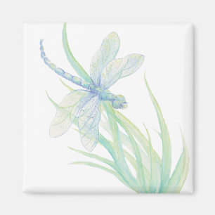 Ursprüngliche Aquarell-Libelle im Blau und im Gr Magnet