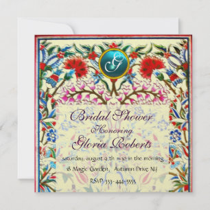 URSPRÜNGLICHE BLUME DAMASK MONOGRAM Blaues Eis Einladung