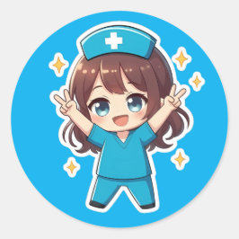 Ursprüngliche Chibi-Krankenschwester 2.0 - Siegesg Runder Aufkleber