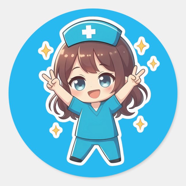 Ursprüngliche Chibi-Krankenschwester 2.0 - Siegesg Runder Aufkleber (Vorderseite)