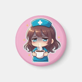 Ursprüngliche Chibi-Krankenschwester - Kaffee mit  Magnet