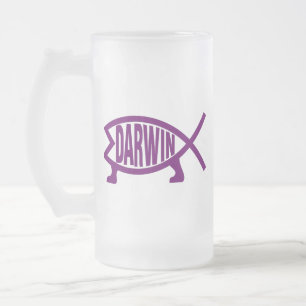 Ursprüngliche Darwin-Fische (violett) Mattglas Bierglas