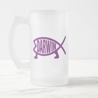 Ursprüngliche Darwin-Fische (violett) Mattglas Bierglas