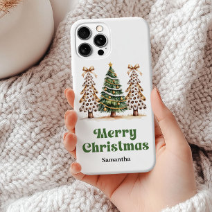 Ursprüngliche erdige Weihnachtsbäume grün gold Leo Case-Mate iPhone Hülle