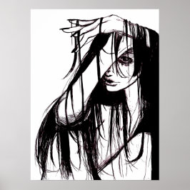 Ursprüngliche Gothic-Tinte-Frau-Dunkle-Illustratio Poster