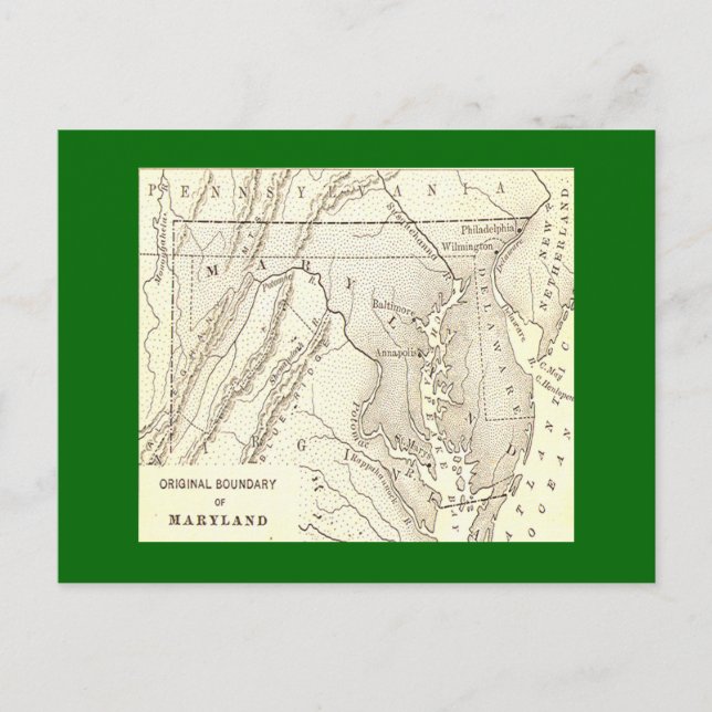 Ursprüngliche Grenzen von Maryland Postcard Postkarte (Vorderseite)