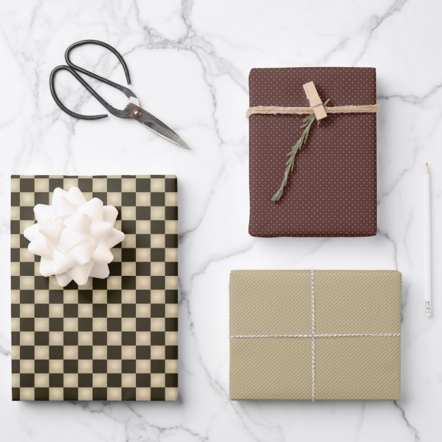 Ursprüngliche Karos in rustikalen Ländern Geschenkpapier Set (Vorderseite)