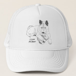 ursprüngliche Kontur zeichn von Teddybär und akita Truckerkappe