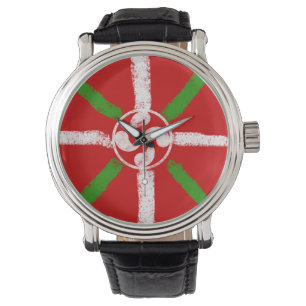 Ursprüngliche Kreide gezeichnetes Ikurriña und Armbanduhr