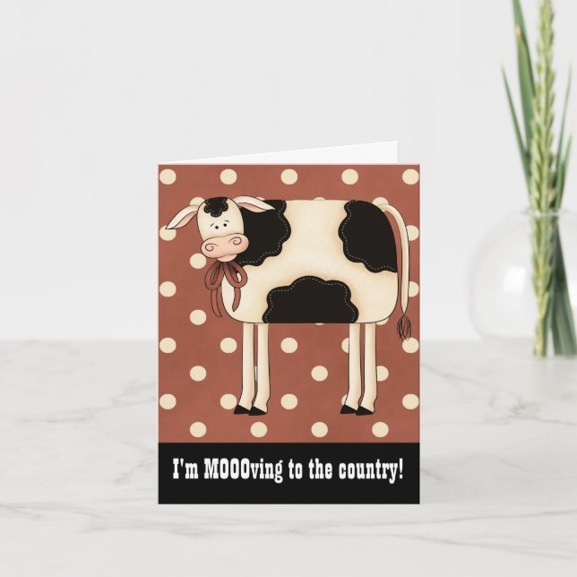 Ursprüngliche Land-Kuh-Single-Dame Moving Notice Karte (Vorderseite)
