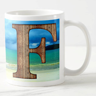 Ursprüngliche Monogram Holzbrief A Beach Ocean Sze Kaffeetasse