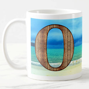 Ursprüngliche Monogram Holzbuchstabe O Beach Ocean Kaffeetasse