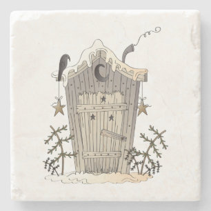 Ursprüngliche Rustikale Outhouse- und Crow Stone- Steinuntersetzer