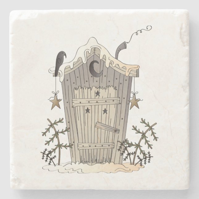 Ursprüngliche Rustikale Outhouse- und Crow Stone-U Steinuntersetzer (Vorderseite)