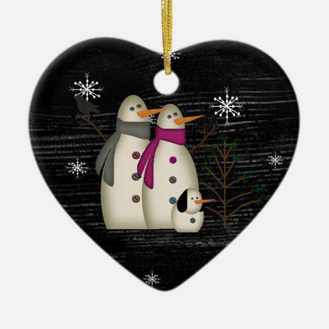 Ursprüngliche Schnee-Paar-Verzierung Keramik Ornament (Vorne)