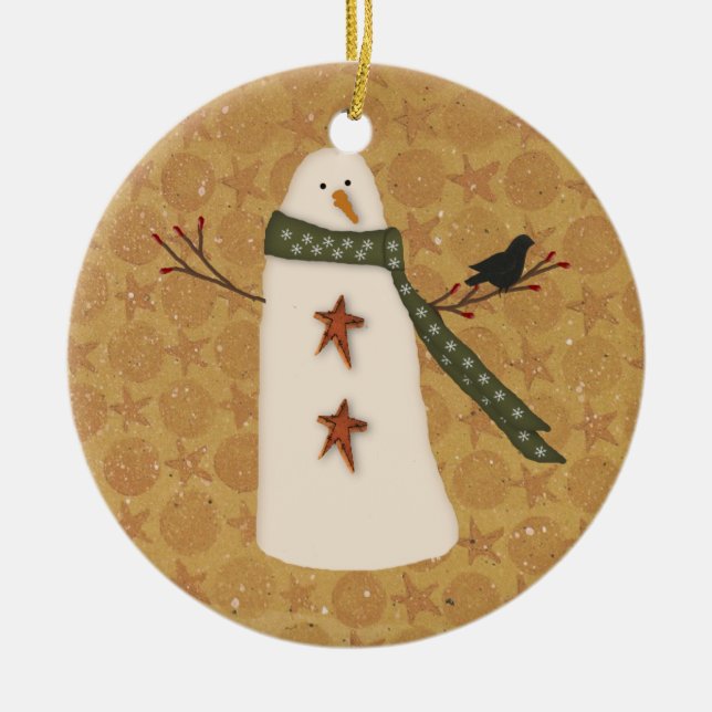 Ursprüngliche Schneemann-Verzierung Keramik Ornament (Vorne)