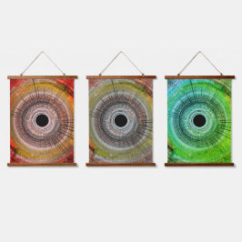 Ursprüngliche Spin-Art Wandteppich Mit Holzrahmen