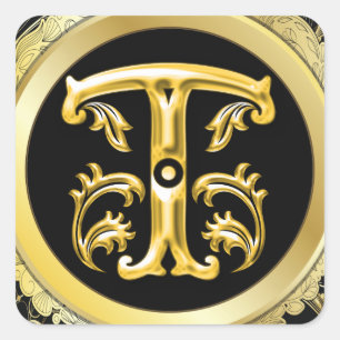 Ursprüngliche T-Square-Aufkleber in Gold Quadratischer Aufkleber