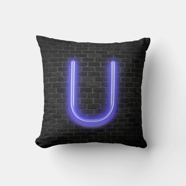 Ursprüngliche U in Neon Marquee auf Brick Kissen (Vorderseite)
