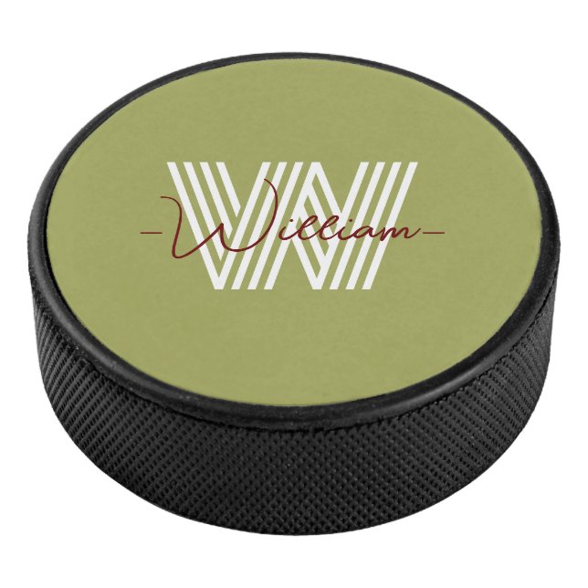 Ursprüngliche und Drehbuch mit Monogramm Geburtsta Eishockey Puck (3/4)