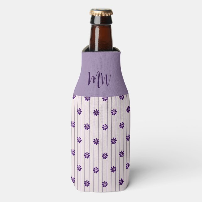 Ursprüngliche violette Streifen und violette Blume Flaschenkühler (Flaschenvorderseite)