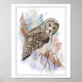 Ursprüngliche Wasserfarbe Großer Grauligenvogel Poster