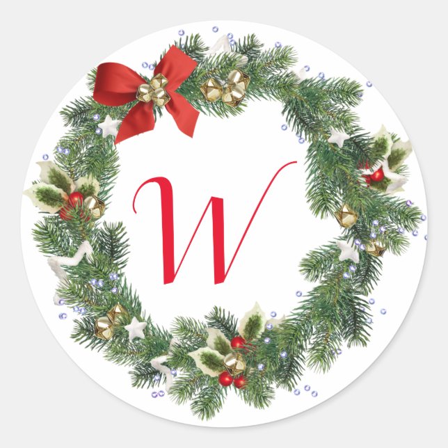 Ursprüngliche Weihnachtskronen-Aufkleber-Umschlag  Runder Aufkleber (Vorderseite)