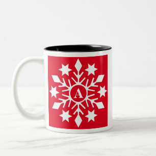 Ursprüngliche Winterschneeflocken Rote Weihnachte Zweifarbige Tasse