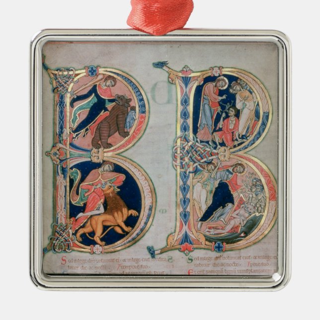 Ursprünglicher Buchstabe 'B' Beatus vir - Gesegnet Silbernes Ornament (Vorne)