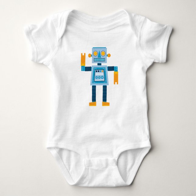 Ursprünglicher Cartoonblau Roboter Baby Strampler (Vorderseite)
