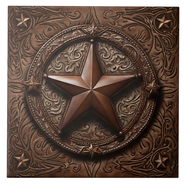 Ursprünglicher Cowboy Brown Country Western Texas  Fliese (Vorderseite)
