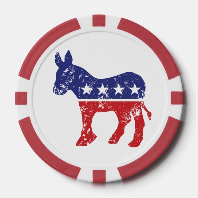Ursprünglicher Esel Demokraten beunruhigt Pokerchips (Vorderseite)
